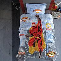 Набор детского постельного белья с покрывалом Ранфорс Clasy Superhero (1.5 спальное) Rad Турция
