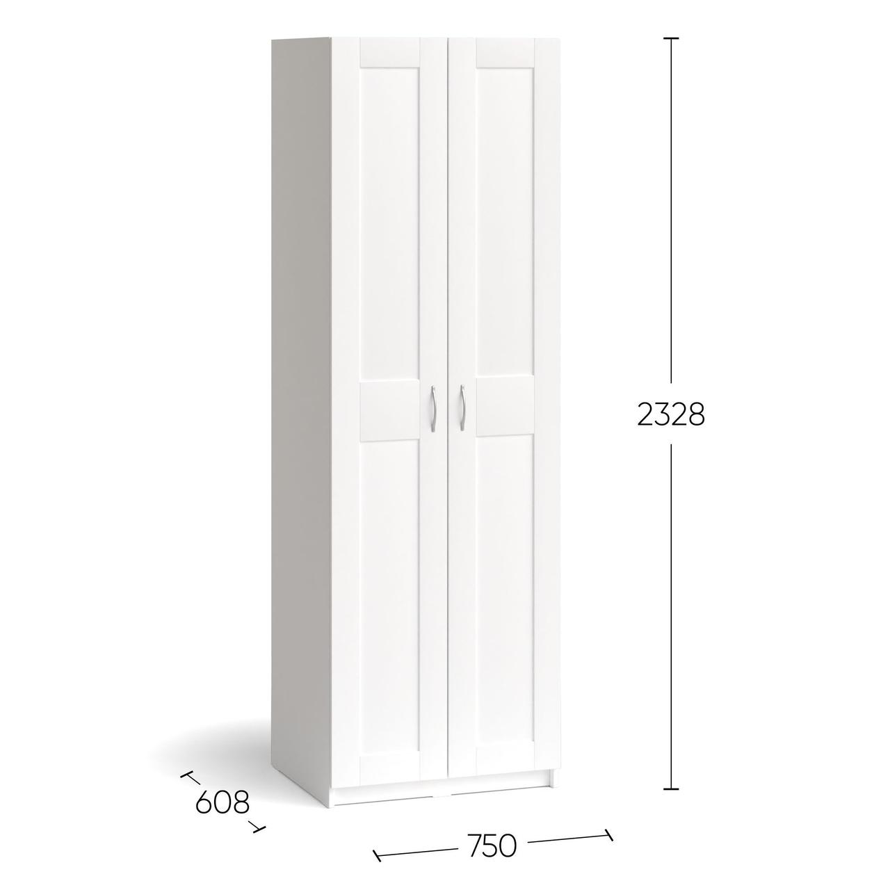 Шкаф МАКС, 2 двери, 75х61х233 см, белый - фото 2 - id-p112685609