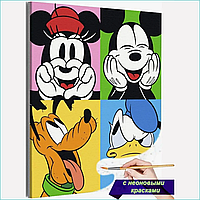 Картина по номерам "Микки Маус и друзья" (Disney) Поп-Арт 40х50