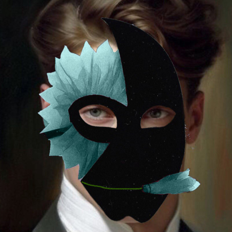 Венецианская маска Романтика с цветком голубым