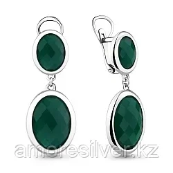 Серьги с агатом зеленым