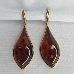 Серьги с янтарём из серебра