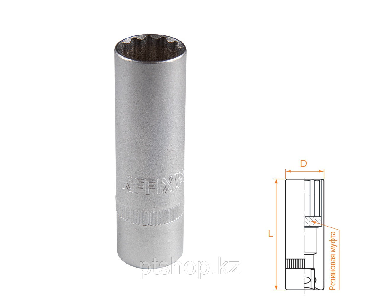 AFFIX Головка свечная двенадцатигранная 1/2", 16 мм, резиновый фиксатор AFFIX AF00242016