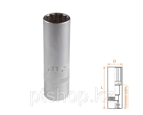 AFFIX Головка свечная двенадцатигранная 1/2", 16 мм, резиновый фиксатор AFFIX AF00242016, фото 1