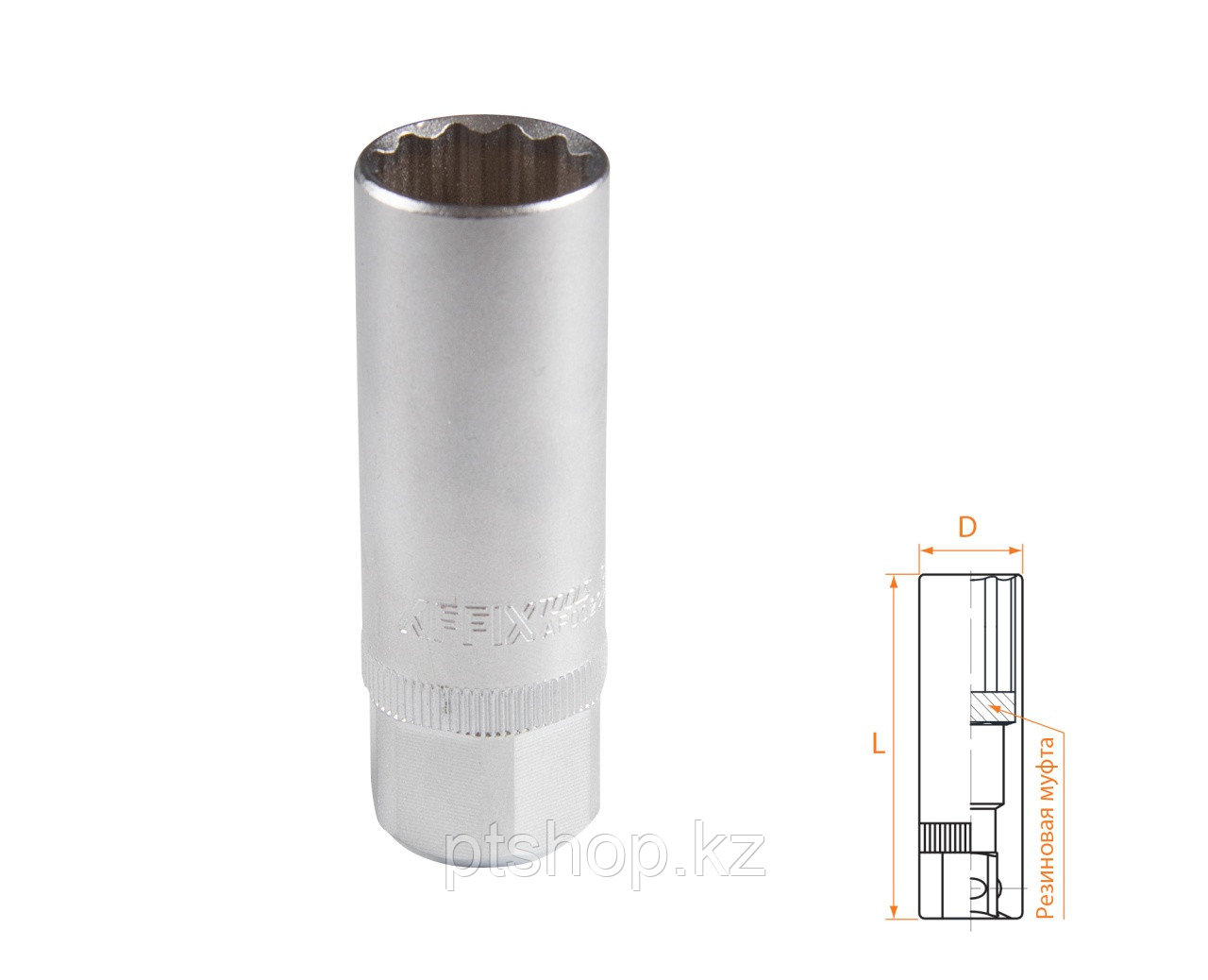 AFFIX Головка свечная двенадцатигранная 3/8", 18 мм, резиновый фиксатор AFFIX AF00232018
