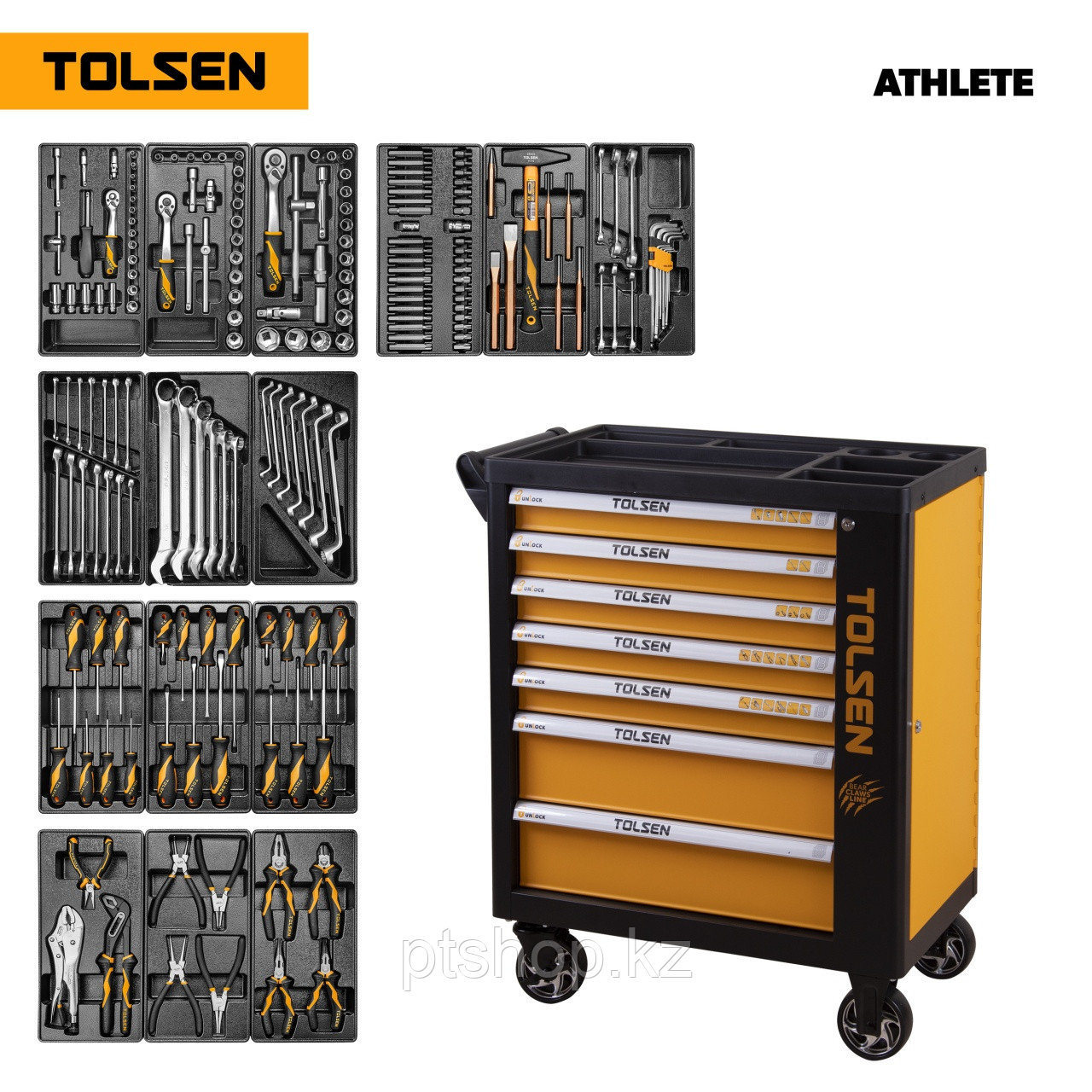 TOLSEN Набор инструментов "ATHLETE" в черной тележке, 189 предметов TOLSEN TT85412