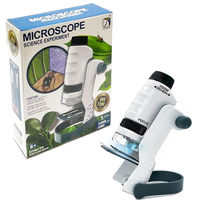 Микроскоп 60х 120х ZOOM со штативом белый - фото 1 - id-p112692501