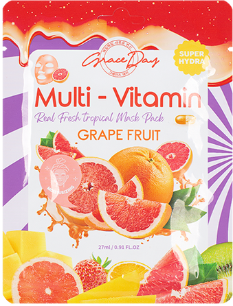 Набор GRACE DAY тканевых масок Multi-Vitamin Real Fresh Tropical Mask Pack 27ml Grapefruit - 10 шт - фото 1 - id-p112692679