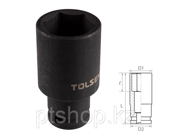 TOLSEN Головка торцевая ударная глубокая шестигранная 1/2", 27 мм TOLSEN TT18277, фото 1