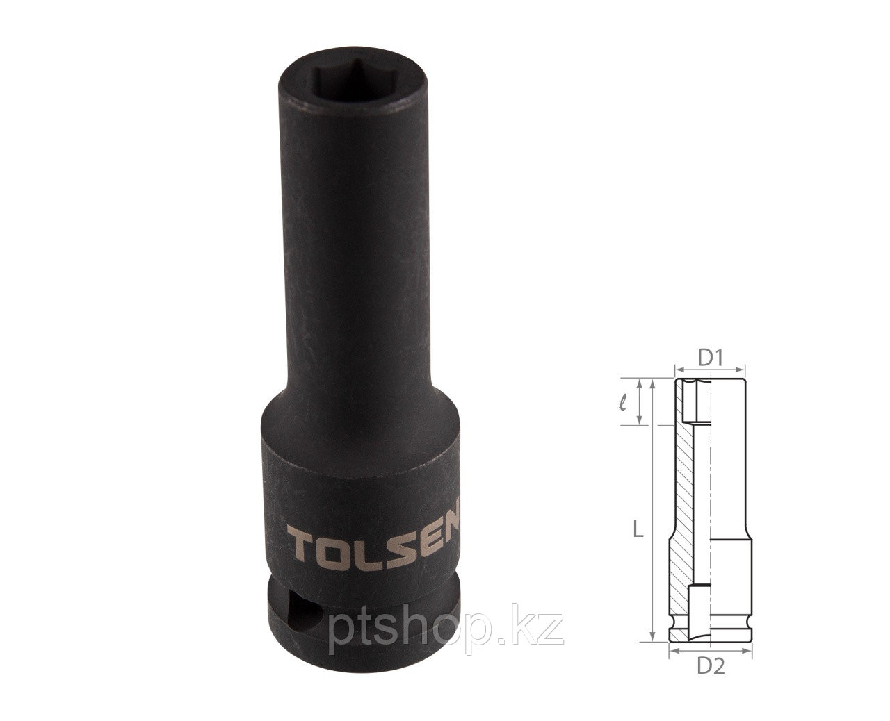 TOLSEN Головка торцевая ударная глубокая шестигранная 1/2", 9 мм TOLSEN TT18259