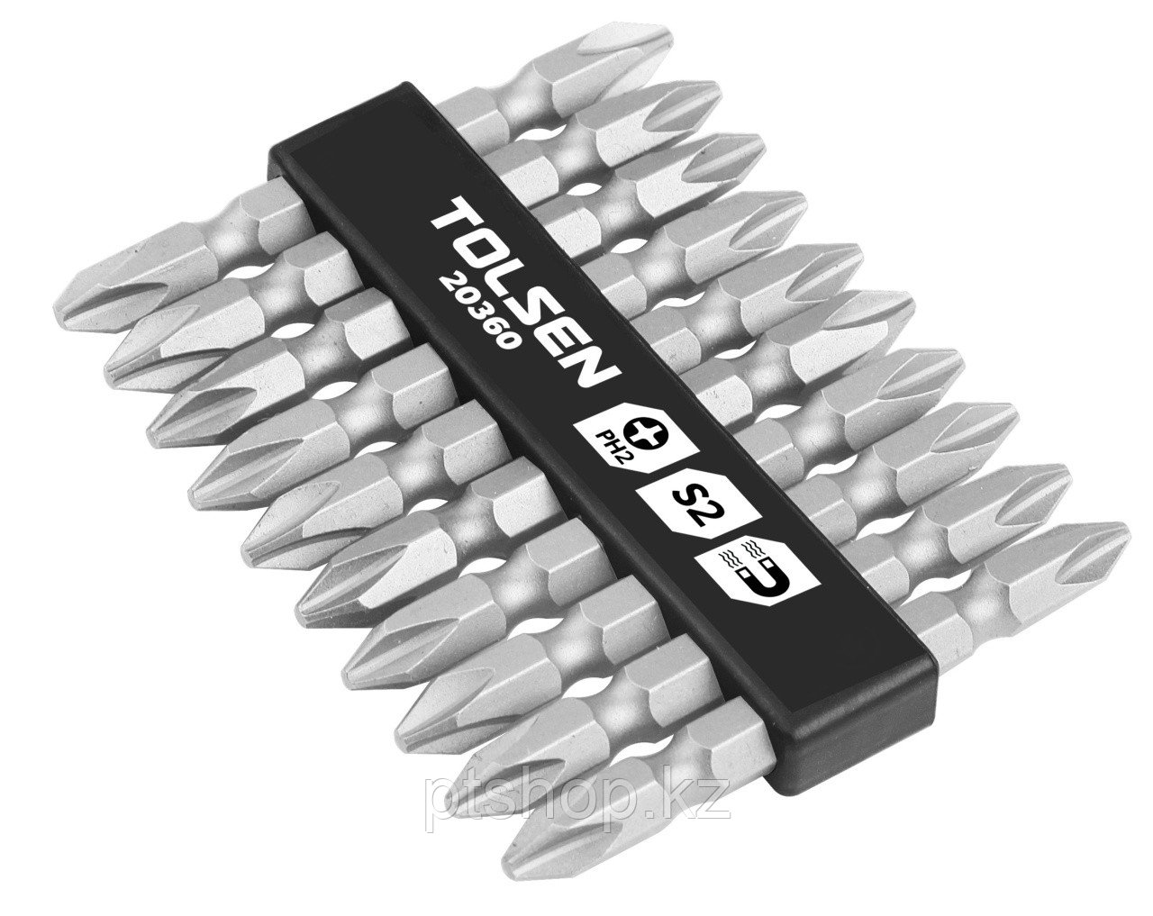 TOLSEN Набор вставок (бит) торцевых 1/4", PH2 х PH2, 65 мм, двухсторонних, 10 предметов TOLSEN TT20360