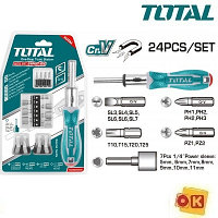Отвертка реверсивная с насадками 24 шт. TOTAL TACSD30246