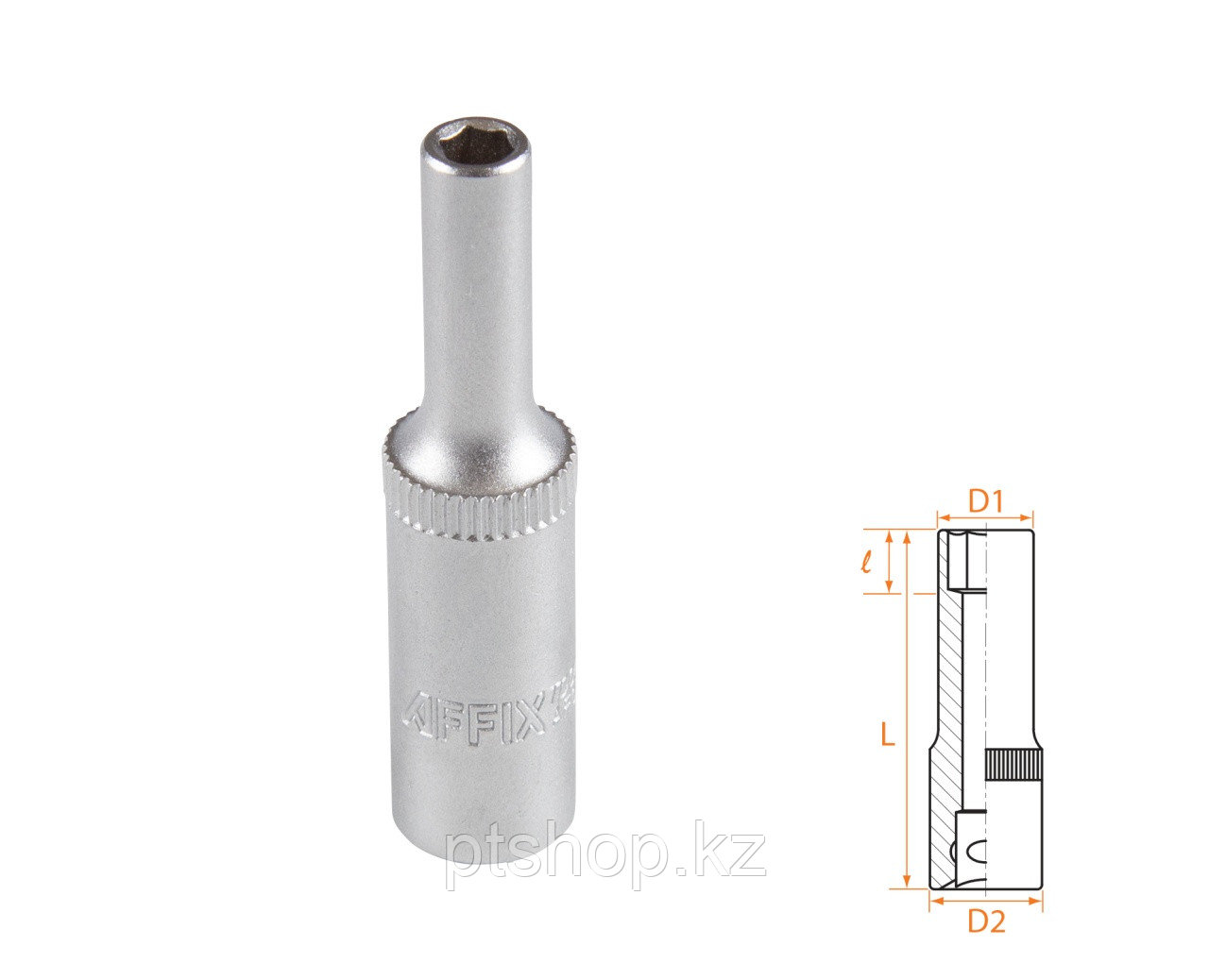 AFFIX Головка торцевая глубокая шестигранная 1/4", 04 мм AFFIX AF00120004