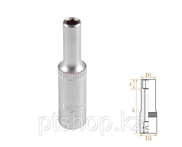 AFFIX Головка торцевая глубокая шестигранная 1/4", 4,5 мм AFFIX AF00120045, фото 1