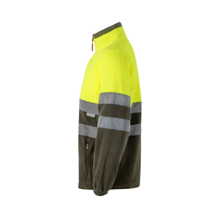 Мужская куртка HV флисовая Зеленый хаки/Яркий желтый, 4XL - фото 3 - id-p112693279