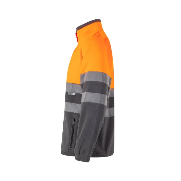 Мужская куртка HV флисовая Серый/Яркий оранжевый, XS - фото 3 - id-p112693281