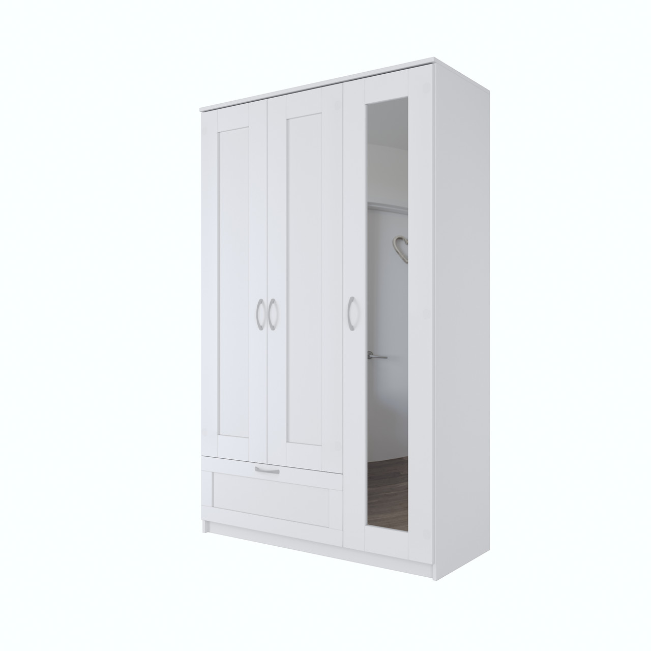 Шкаф СИРИУС комбинированный 3 двери и 1 ящик и 1 зеркало 117х59х220 см, белый - фото 1 - id-p112693497