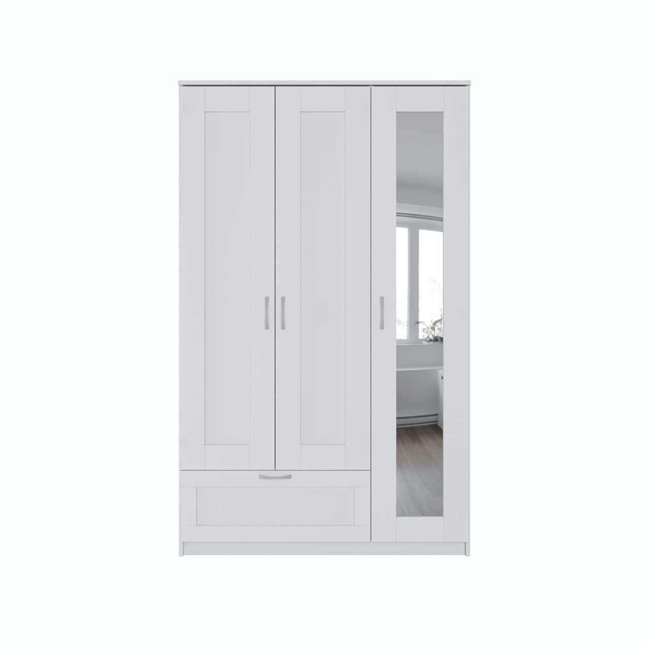 Шкаф СИРИУС комбинированный 3 двери и 1 ящик и 1 зеркало 117х59х220 см, белый - фото 3 - id-p112693497