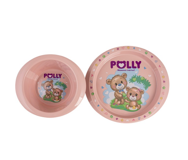 Набор посуды детской 2пр "Polly" (2 тарелки) декор зеленый, Полимербыт - фото 4 - id-p112693729