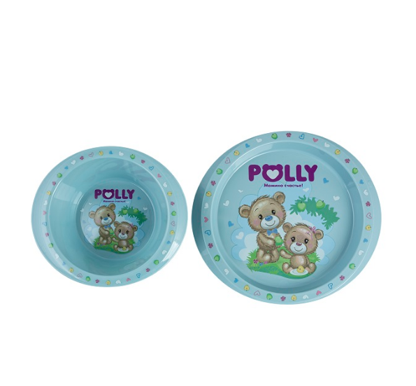 Набор посуды детской 2пр "Polly" (2 тарелки) декор зеленый, Полимербыт - фото 3 - id-p112693729