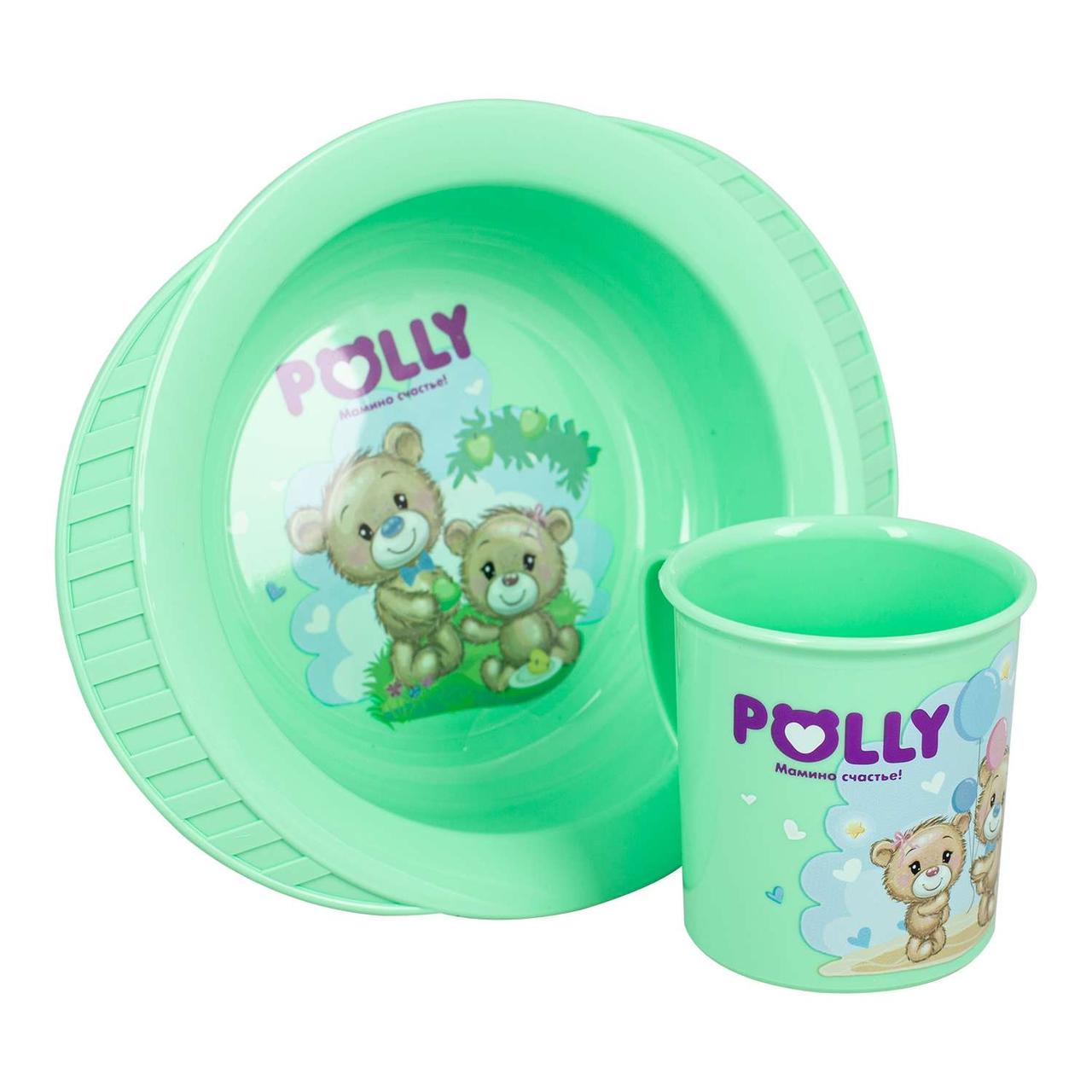 Набор посуды детской 2пр "Polly" (кружка 0,2л/тарелка на присосе), Полимербыт, фото 1