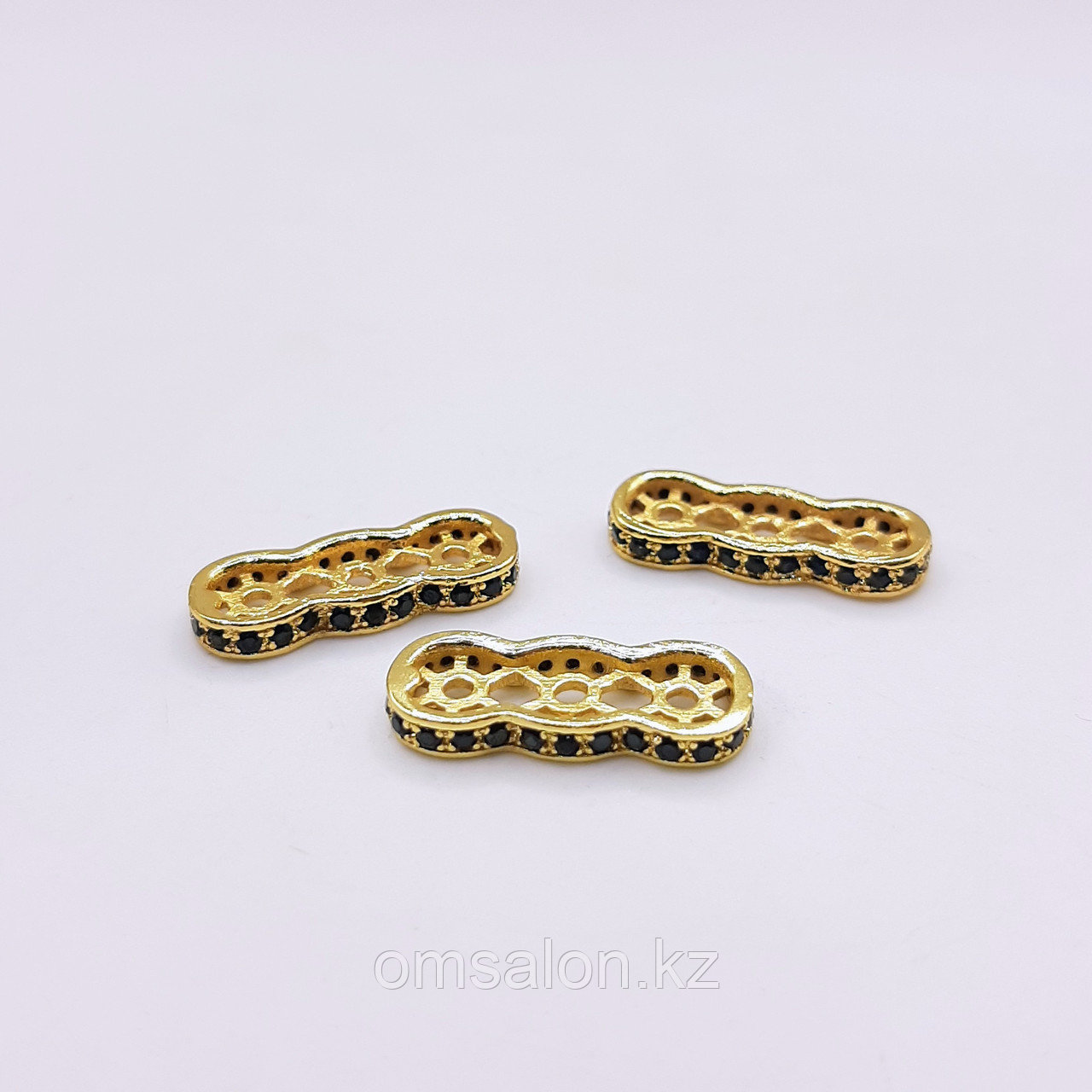 Многорядный разделитель с фианитами, 17х6х2мм, фото 1