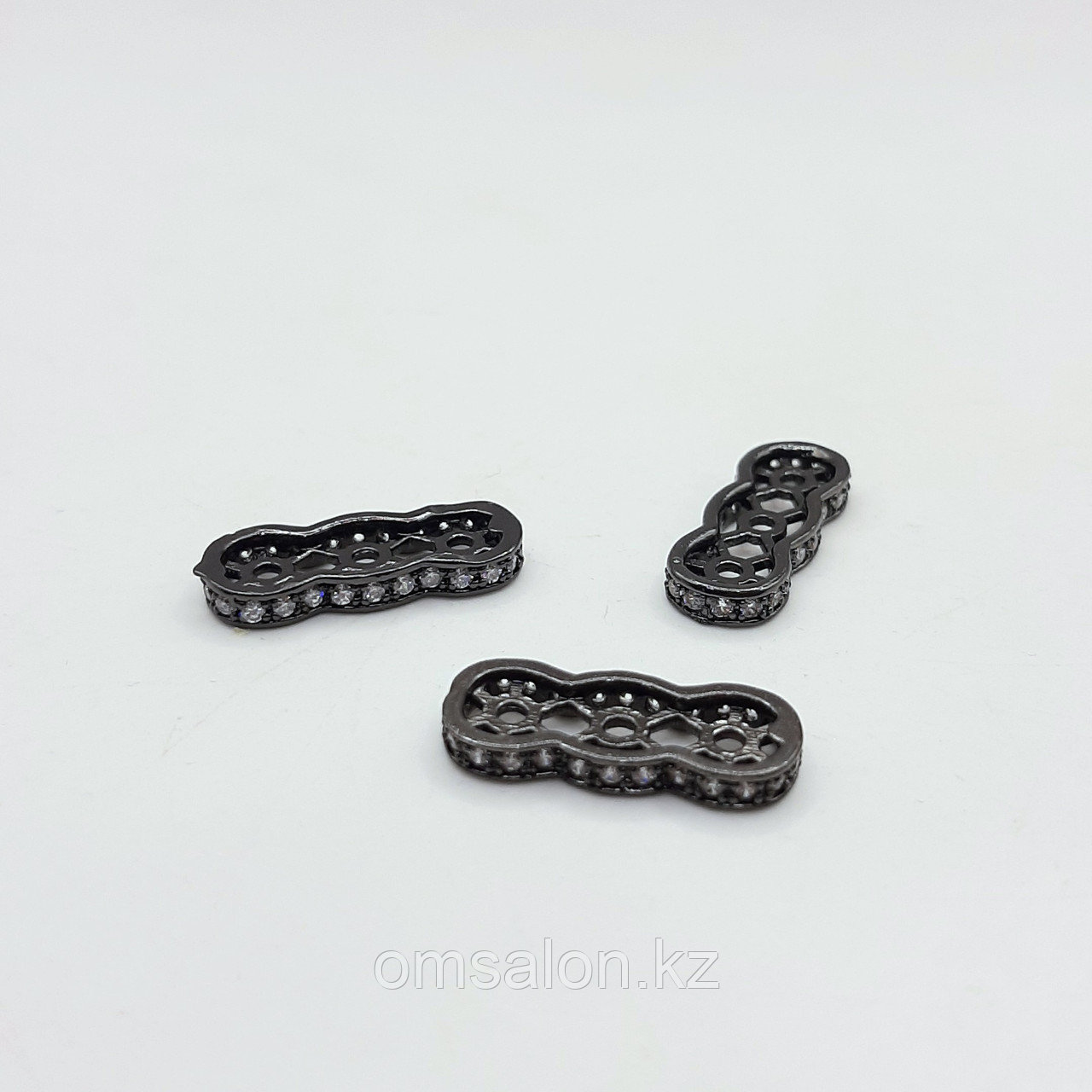 Многорядный разделитель с фианитами, 17х6х2мм, фото 1