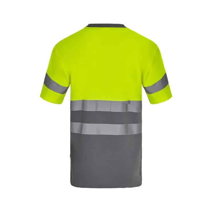 Мужская футболка HV хлопковая с короткими рукавами Серый/Желтый - фото 3 - id-p112694572