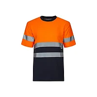 Мужская футболка HV хлопковая с короткими рукавами Синий/Оранжевый