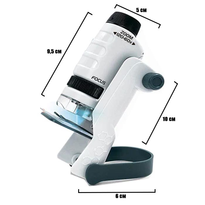 Микроскоп 60х 120х ZOOM со штативом белый - фото 2 - id-p112692501