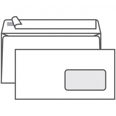 Конверт Е65 Ряжская печатная фабрика (110х220 мм) белый, удаляемая лента, правое окно 45х90 мм - фото 1 - id-p112695917