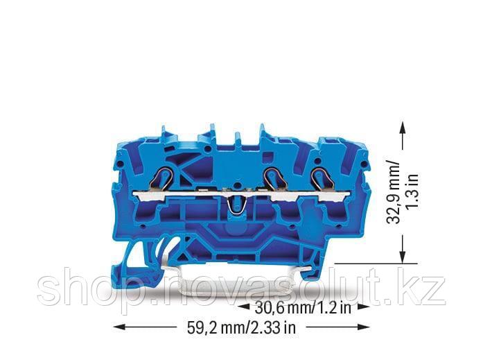 3-проводная клеммная колодка; 2,5мм²; синий; CAGE CLAMP; WAGO 2002-1304 - фото 2 - id-p112696158