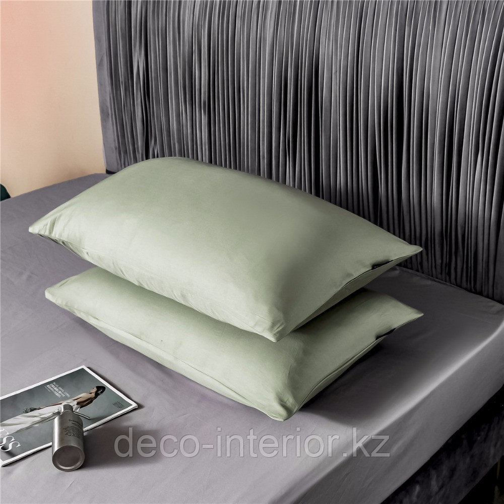 Комплект сатинового постельного белья king-size двуспальный однотонный - фото 3 - id-p95525529