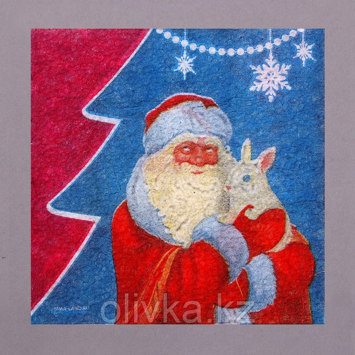 Салфетки бумажные однослойные «Дед Мороз», 24 × 24 см, в наборе 50 шт. - фото 3 - id-p105471997