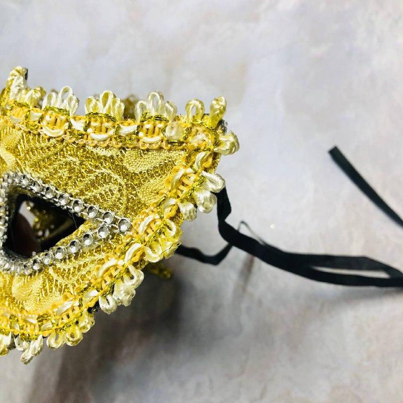 Венецианская маска с бабочкой золотистая - фото 2 - id-p112715508