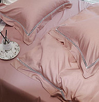 Комплект постельного белья, двуспальный, из тенселя, с мелким принтом и нежной мержкой (ажурной вышивкой)