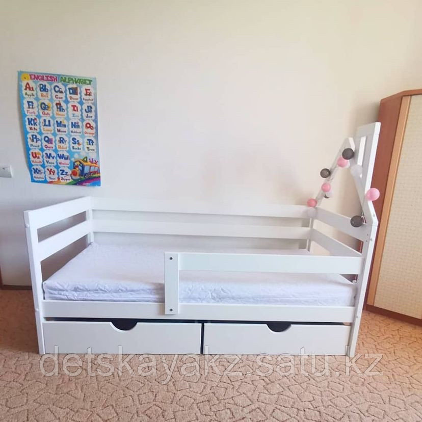 Детская кровать Софа Домик с ящиками и матрацем - фото 7 - id-p112715540