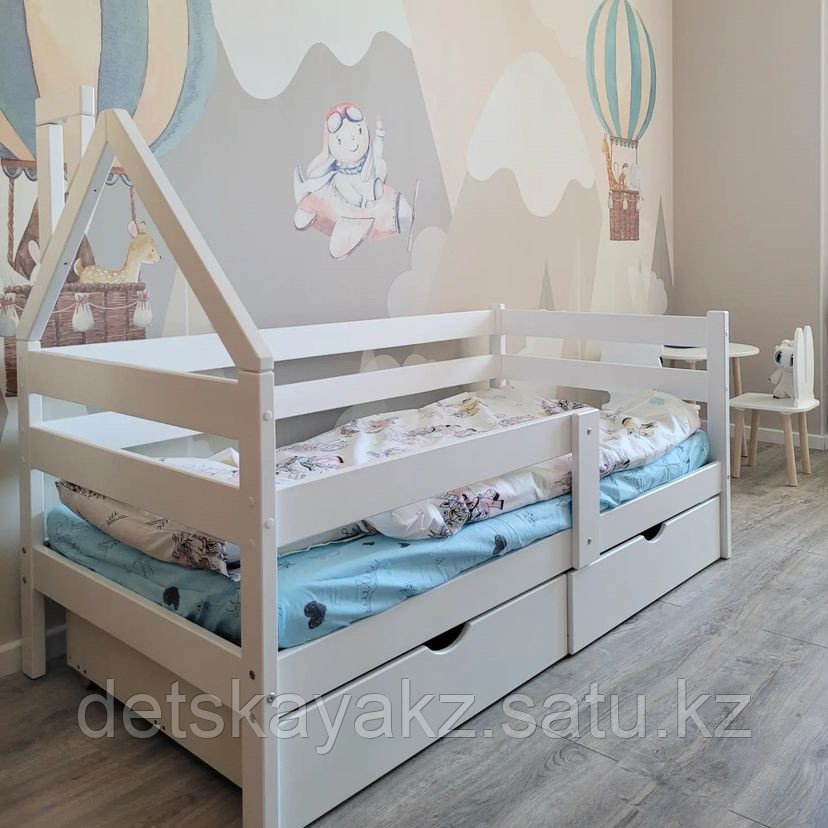 Детская кровать Софа Домик с ящиками и матрацем - фото 5 - id-p112715540