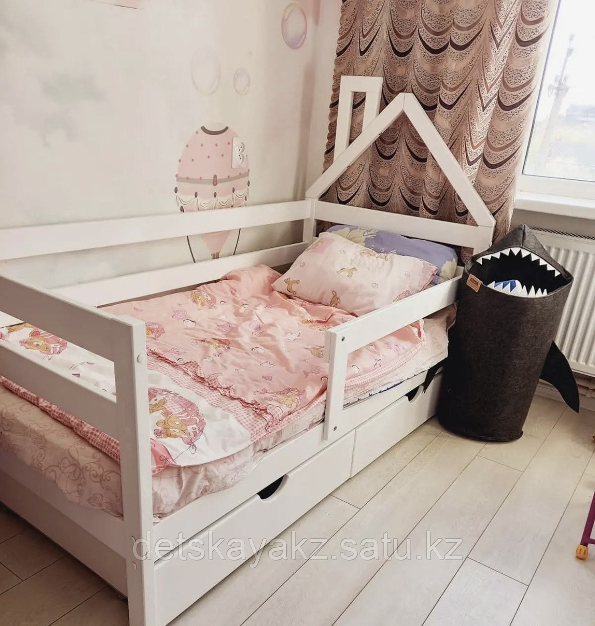 Детская кровать Софа Домик с ящиками и матрацем - фото 1 - id-p112715540