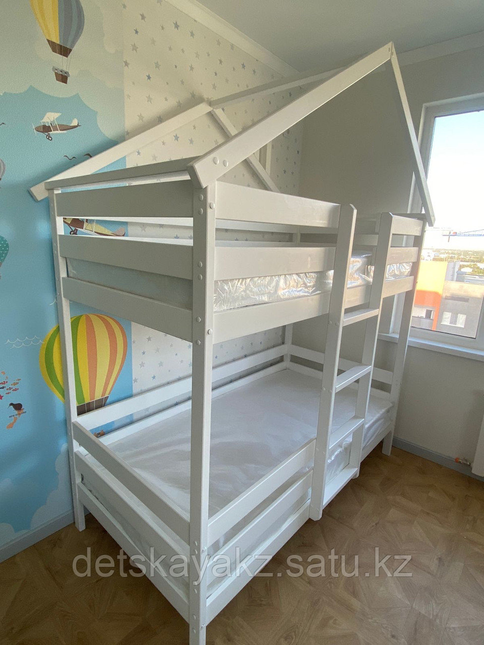 Детская кровать Двухъярусная Домик Особая с матрацами - фото 2 - id-p112720886