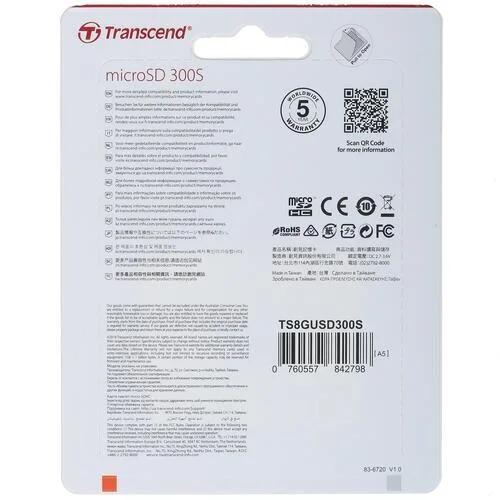 8 ГБ Карта памяти Transcend 300S microSDHC (TS8GUSD300S) белый - фото 3 - id-p112715909