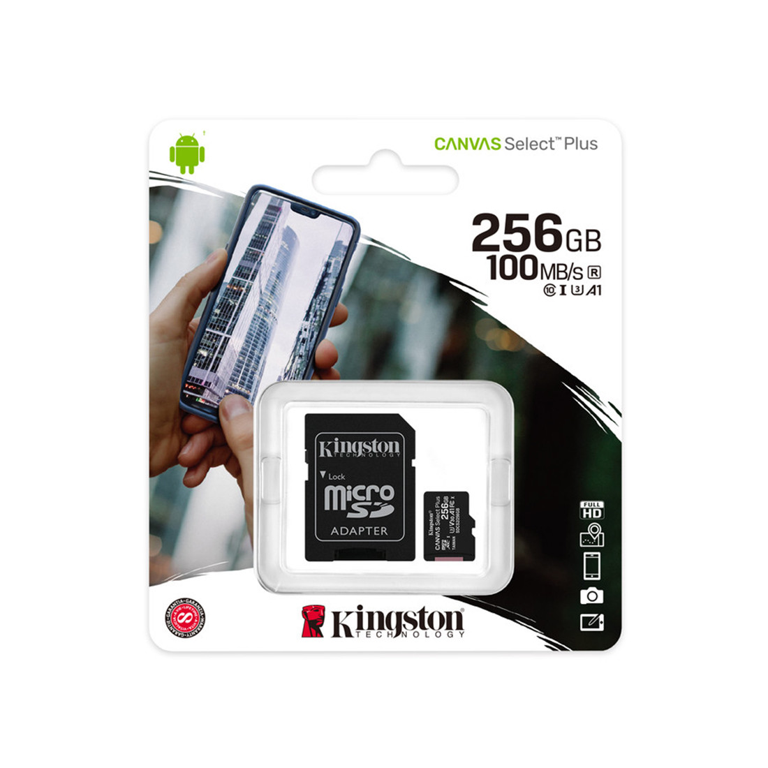 256 ГБ Карта памяти Kingston Canvas Select Plus microSDXC (SDCS2/256GB) + адаптер черный - фото 2 - id-p112716332