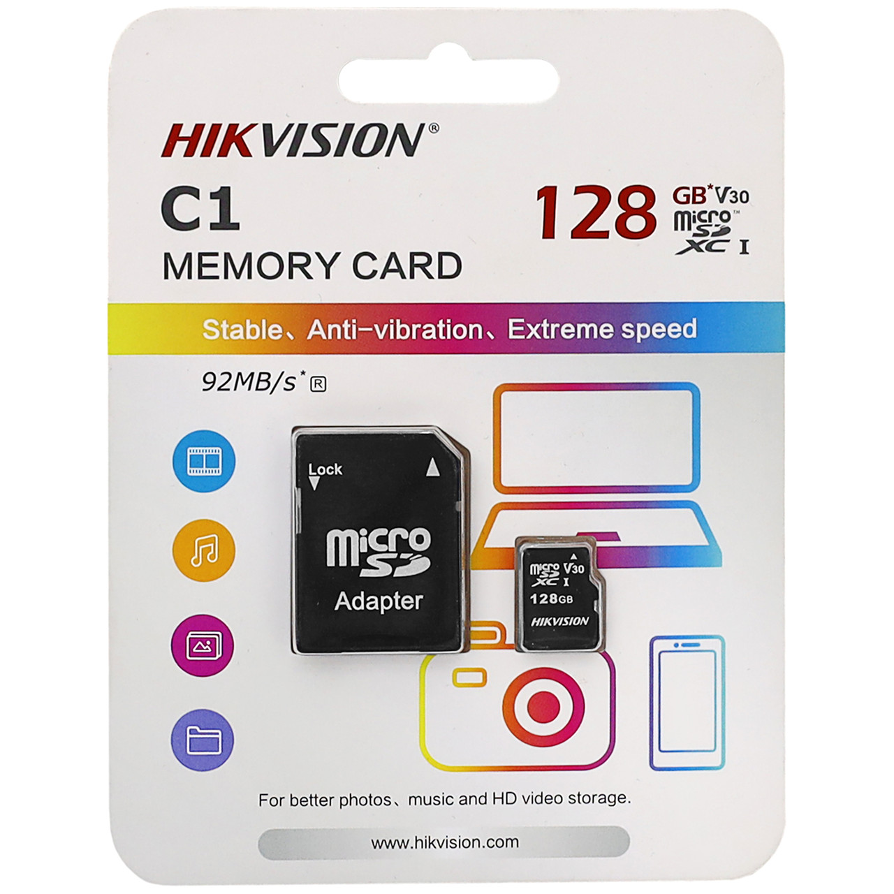 128 ГБ Карта памяти Hikvision microSDXC (HS-TF-C1/128G/adapter) + адаптер черный - фото 1 - id-p112716504