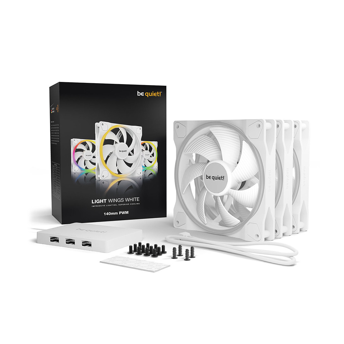 Вентилятор для компьютерного корпуса Bequiet! Light Wings 140mm PWM Triple Pack White 2-015578 BL102 - фото 3 - id-p112721565