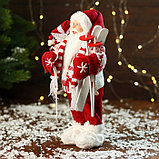 Дед Мороз "В вязаном костюме, с лыжами и мешком" 30 см, фото 4