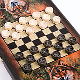 Нарды "Волки", деревянная доска 40 x 40 см, с полем для игры в шашки 7559141 21150, фото 6