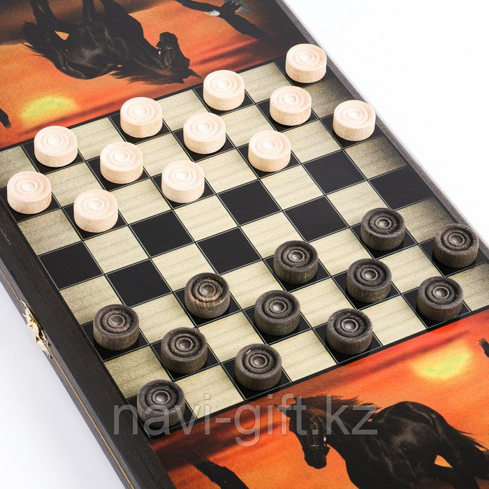 Нарды "Жеребец", деревянная доска 40 x 40 см, с полем для игры в шашки 7559113 21149 - фото 6 - id-p112721823