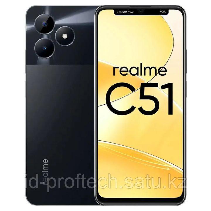 Смартфон Realme C51 4+128 Gb Carbon Black RMX3830 INT+NFC (RU) - фото 1 - id-p112721941