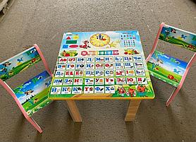 Детский стол с двумя стульчиками Казахский Алфавит
