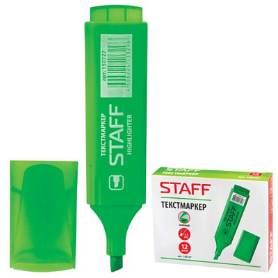 Текстовыделитель "Staff", 1-5мм, скошенный наконечник, водная основа, зелёный - фото 1 - id-p112722217